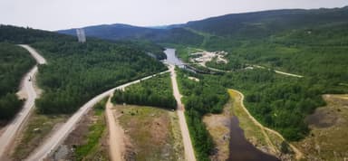 Vue panoramique des paysages verdoyants et des routes à Rivière-aux-Outardes.