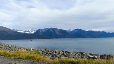 Un paysage de montagnes et d'eau calme à Seward.