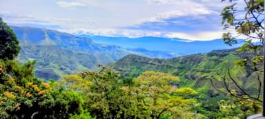 Une vue panoramique des montagnes verdoyantes et des vallées en Colombie.