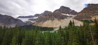 Un paysage de montagnes et de forêts en Alberta, Canada.