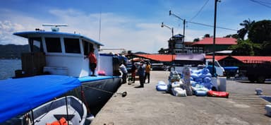 Un port animé avec des bateaux et des marchandises à Livingston.