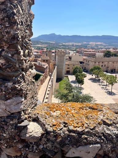 Vue d'un paysage urbain avec des bâtiments et des montagnes en arrière-plan.